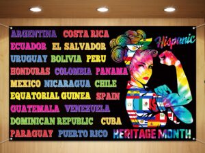 sunwer hispanic heritage month photo booth backdrop decoration latino countries culture decor women power classroom school indoor outdoor wall hanging background supply