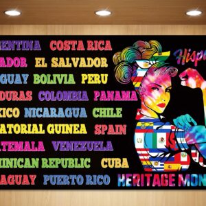 Sunwer Hispanic Heritage Month Photo Booth Backdrop Decoration Latino Countries Culture Decor Women Power Classroom School Indoor Outdoor Wall Hanging Background Supply