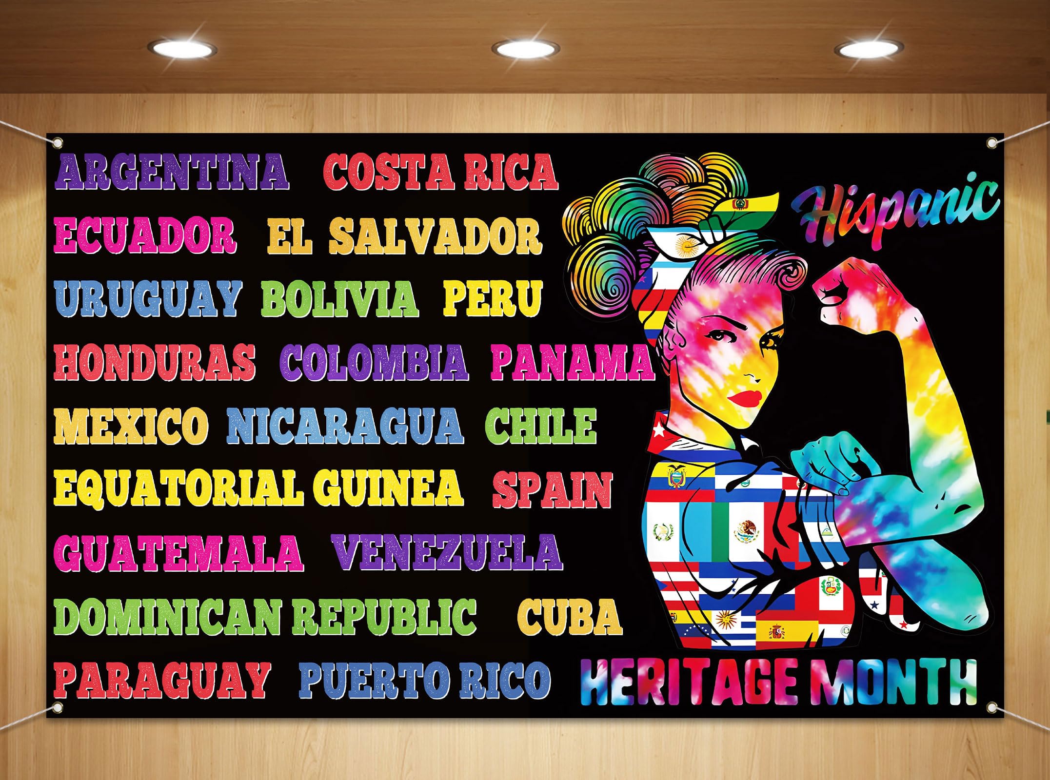 Sunwer Hispanic Heritage Month Photo Booth Backdrop Decoration Latino Countries Culture Decor Women Power Classroom School Indoor Outdoor Wall Hanging Background Supply