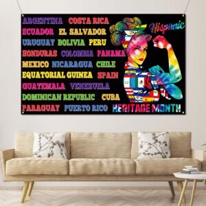 Sunwer Hispanic Heritage Month Photo Booth Backdrop Decoration Latino Countries Culture Decor Women Power Classroom School Indoor Outdoor Wall Hanging Background Supply