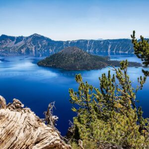 Pacific Northwest Photography Print (Not Framed) Picture of Crater Lake on Summer Day in Oregon Cascade Mountains Wall Art Nature Decor (5" x 7")