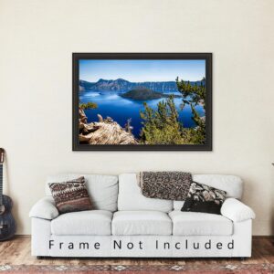 Pacific Northwest Photography Print (Not Framed) Picture of Crater Lake on Summer Day in Oregon Cascade Mountains Wall Art Nature Decor (5" x 7")