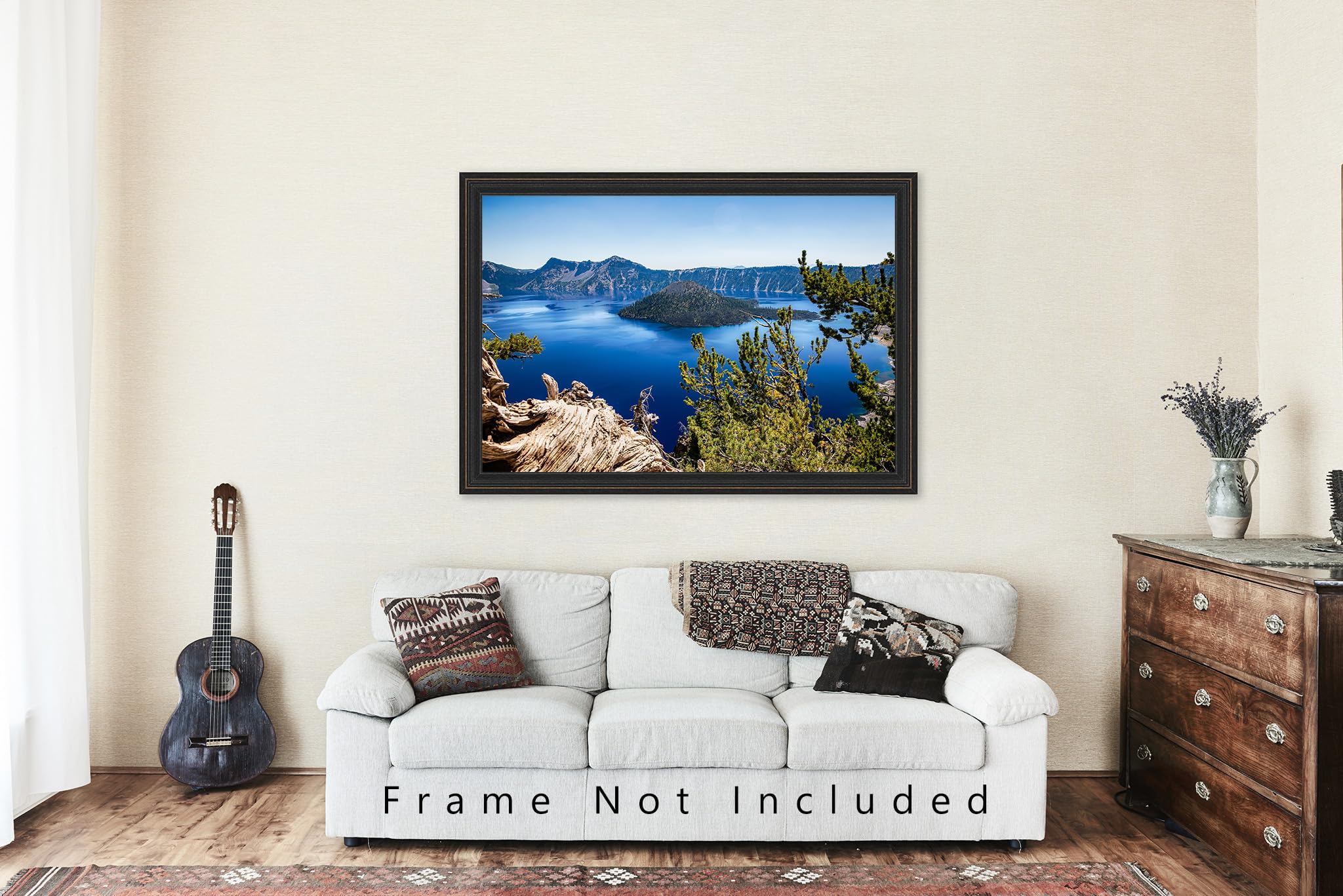 Pacific Northwest Photography Print (Not Framed) Picture of Crater Lake on Summer Day in Oregon Cascade Mountains Wall Art Nature Decor (5" x 7")