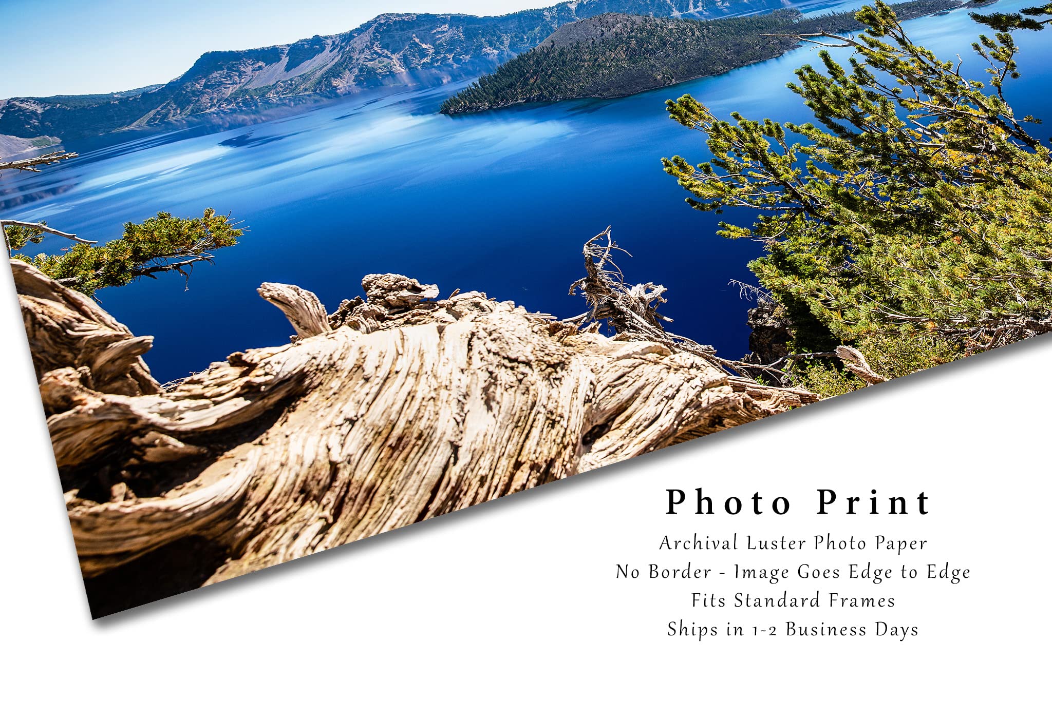 Pacific Northwest Photography Print (Not Framed) Picture of Crater Lake on Summer Day in Oregon Cascade Mountains Wall Art Nature Decor (5" x 7")