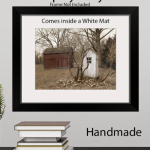 Barn Outhouse Bathroom Decor Brown Beige Neutral Bathroom Matted Photography Handmade Wall Art Picture