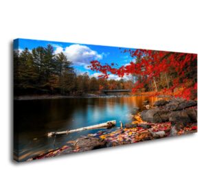 dzl art s72662 canvas wall art canvas artwork lake mountain red maple leaf national park nature pictures for living room bedroom office wall decor home decoration