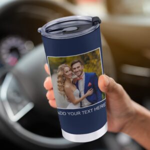 Personalized Photo with Text Tumbler for Adults,Custom Photo Stainless Steel Coffee Mug Customized Pictures Teavel Tumbler,Birthday Christmas Cups for Dad Mom-20oz