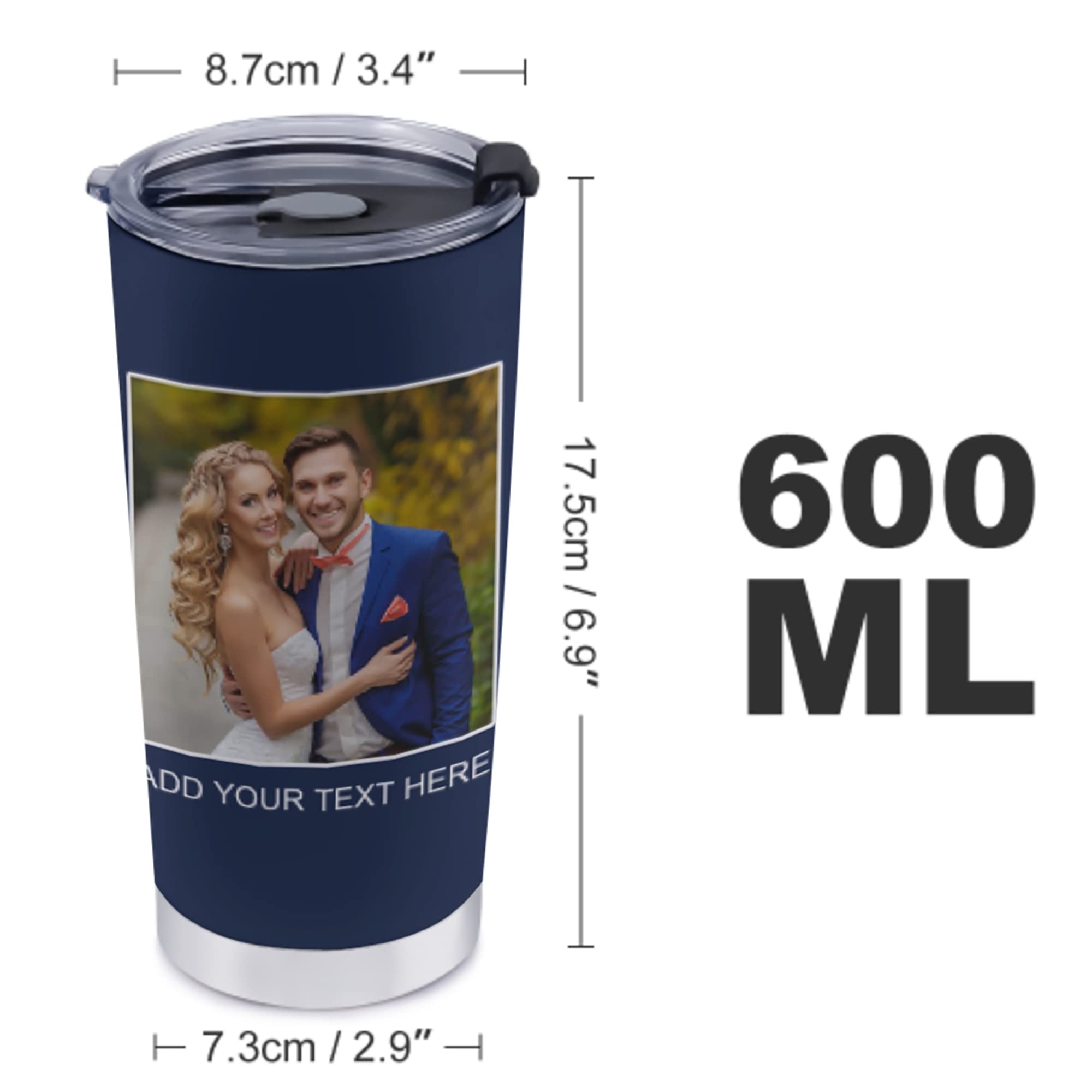 Personalized Photo with Text Tumbler for Adults,Custom Photo Stainless Steel Coffee Mug Customized Pictures Teavel Tumbler,Birthday Christmas Cups for Dad Mom-20oz