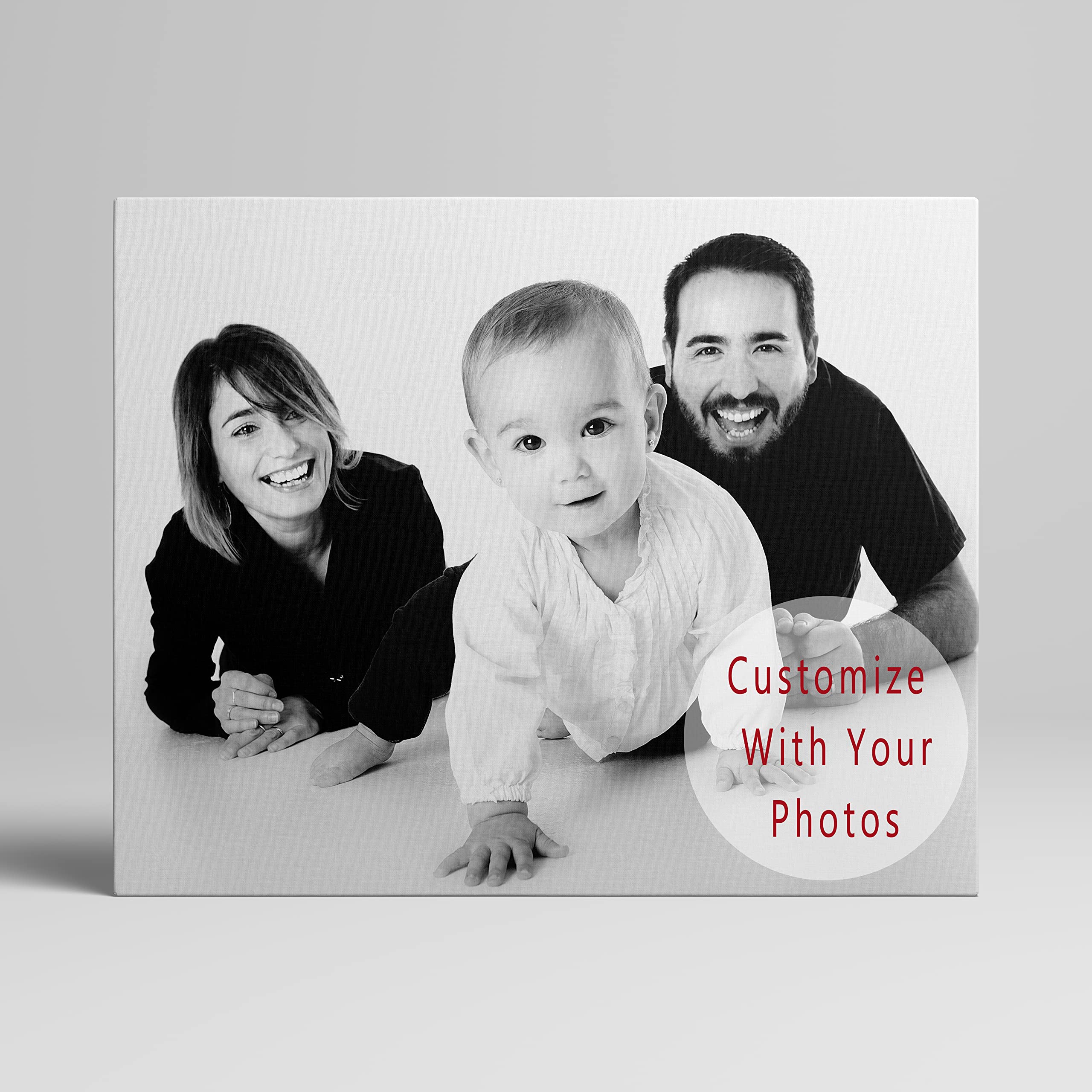 SINGLEAART Canvas Prints With Your Photos Personal Picture Customization Personalized Custom Wall Art Canvas Printing 16" × 20" Wood Frame Gifts For Family, Support Horizontal ＆ Vertical Image