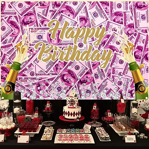 BECKTEN Money Birthday Party Banner Backdrop, Polyester, Multicolor, 70.9in * 47.2in, Perfect for Wedding, Birthday, Bridal Shower, Bachelorette Party