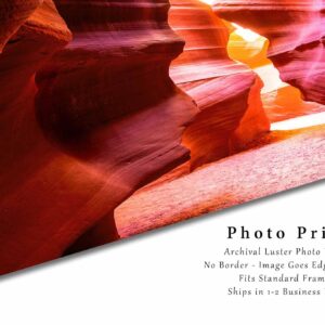 Antelope Canyon Photography Print (Not Framed) Picture of Slot Canyon Walls Shaped as Hourglass Leading to Sunlight Desert Wall Art Southwestern Decor (5" x 7")