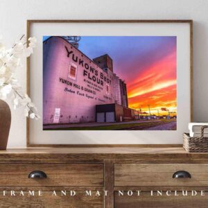 Route 66 Photography Print (Not Framed) Picture of Yukon's Best Flour Grain Elevator at Sunset in Yukon Oklahoma Country Wall Art Travel Decor (5" x 7")