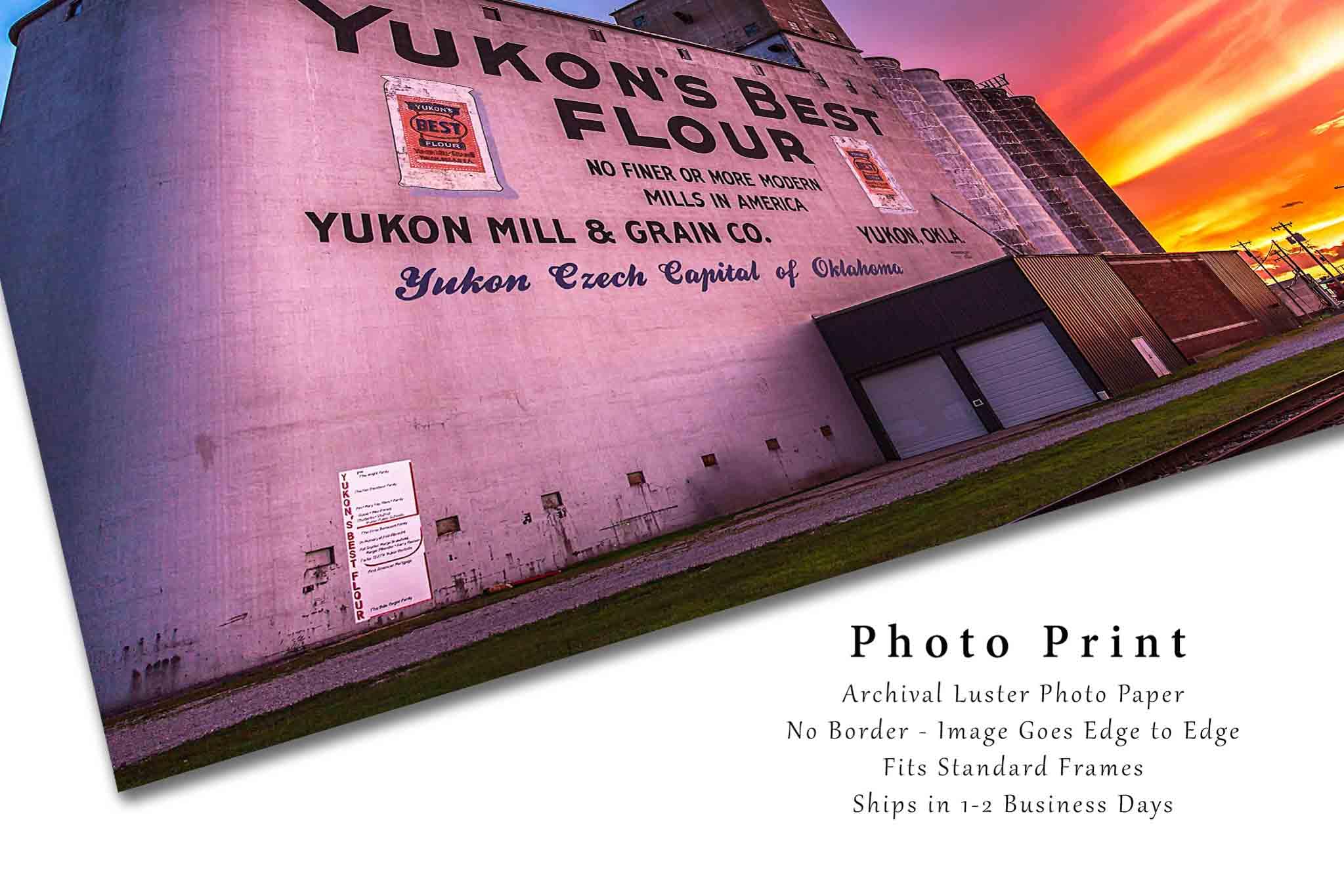 Route 66 Photography Print (Not Framed) Picture of Yukon's Best Flour Grain Elevator at Sunset in Yukon Oklahoma Country Wall Art Travel Decor (5" x 7")