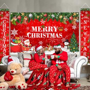 Avezano Red Christmas Decorations Merry Christmas Hanging Banner&Porch Signs Santa Claus Xmas Tree Christmas Banners for Indoor Outdoor Xmas Holiday Decor