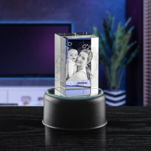 Snclriao 3D Crystal Photo, Custom Gifts for Man Women Him Her Couple, Personalized Picture in Crystal, Customized Laser Etched Glass Cube Gift for Birthday Anniversary Wedding, Rectangle