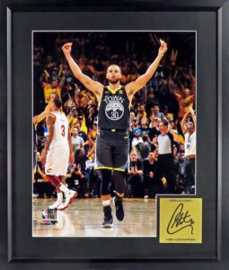 gs warriors stephen curry"oaktown" jersey 16x20 framed photo (engraved series)