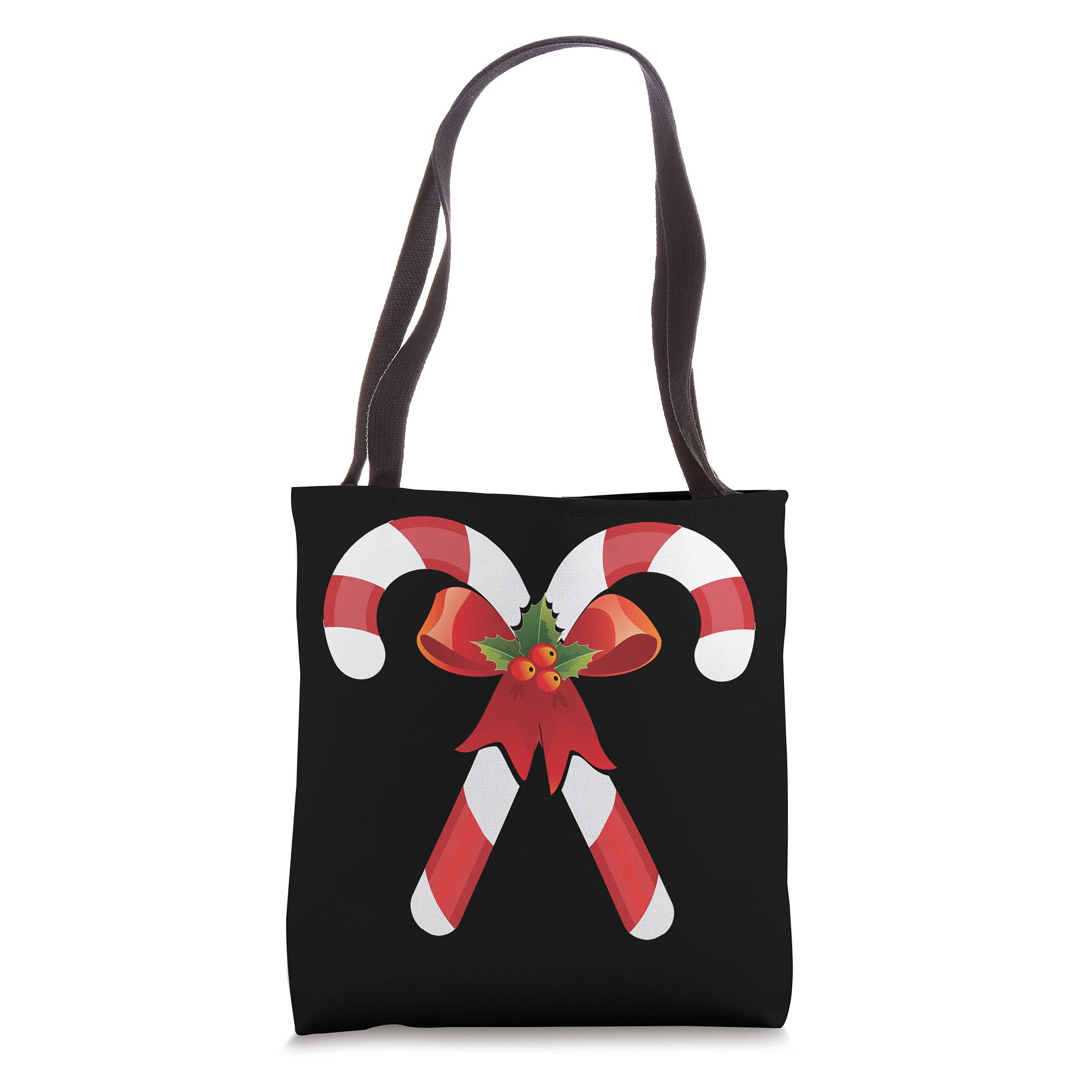 Candy Cane Christmas Holiday Seasonal Holly Berry Tote Bag