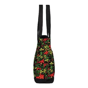 bisibuy Red Berries Tote Bag Tote Bag for Women Reusable Grocery Shopping Cloth Bags with Zipper Large Capacity Foldable Handbag Gym Bag for Gift Activity