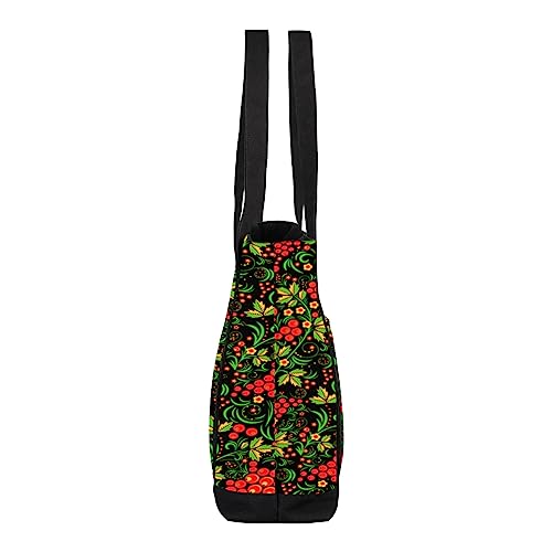 bisibuy Red Berries Tote Bag Tote Bag for Women Reusable Grocery Shopping Cloth Bags with Zipper Large Capacity Foldable Handbag Gym Bag for Gift Activity