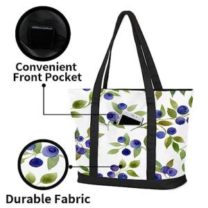 bisibuy Berries Tote Bag Tote Bag for Women Reusable Grocery Shopping Cloth Bags with Zipper Large Capacity Foldable Handbag Gym Bag for Gift Activity