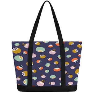 bisibuy Hand Painted Fruit Berries Tote Bag Tote Bag for Women Reusable Grocery Shopping Cloth Bags with Zipper Large Capacity Foldable Handbag Gym Bag for Gift Activity