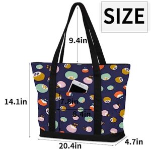 bisibuy Hand Painted Fruit Berries Tote Bag Tote Bag for Women Reusable Grocery Shopping Cloth Bags with Zipper Large Capacity Foldable Handbag Gym Bag for Gift Activity