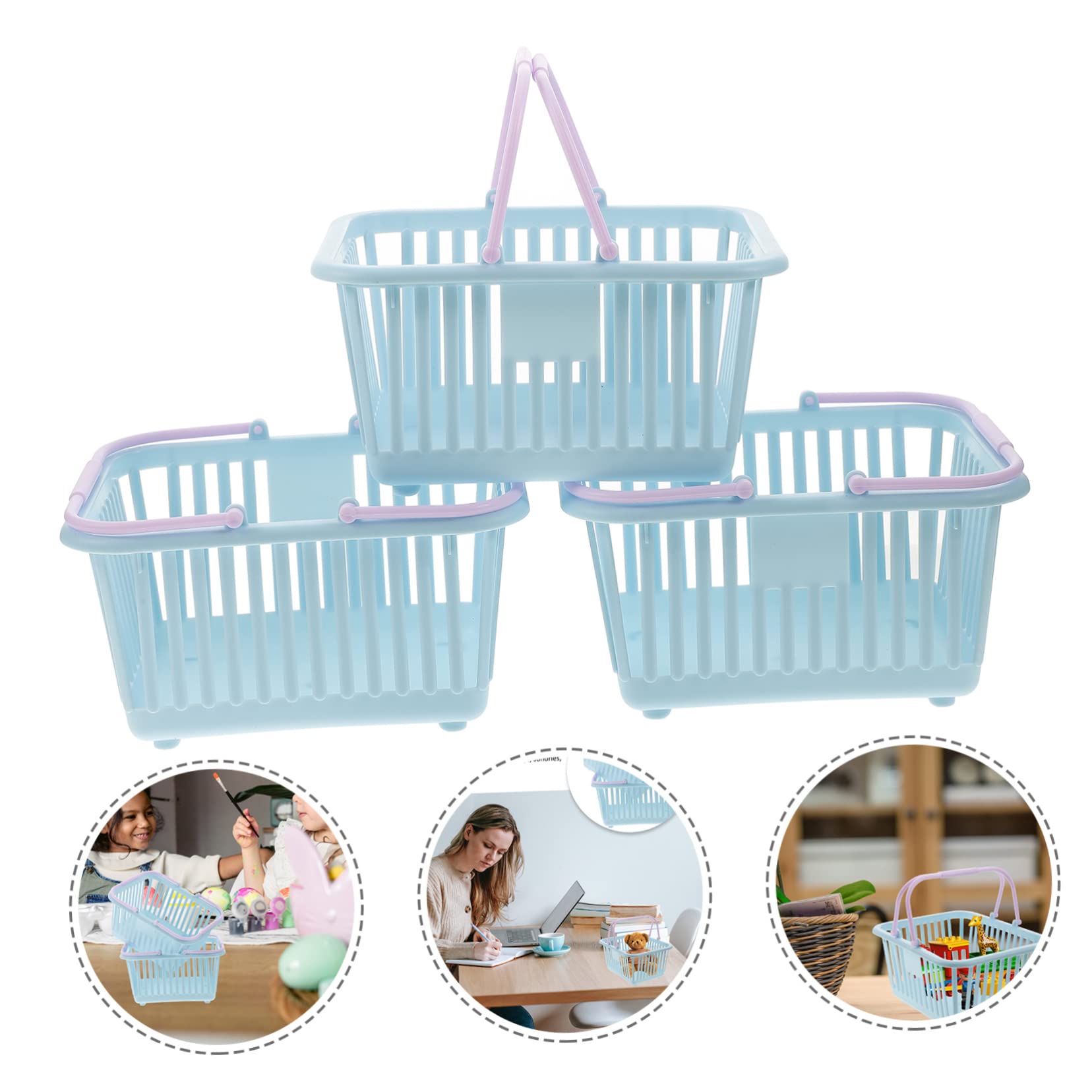 3pcs Storage Basket Beach Basket Plastic Baskets for Classroom Plastic Toy Bin Grocery Basket Garden Basket Garden Harvest Basket Small Plastic Baskets Mini Plastic Baskets