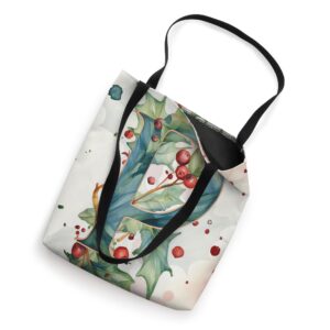 Holly Leaves Berries December Birth Flower Initial Letter P Tote Bag