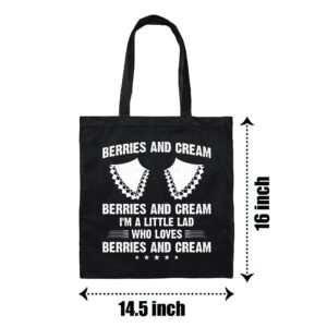 Berries and Cream who loves Berries and Cream Navy Black Multicolor Canvas Tote Bag