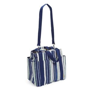 Vera Bradley Women's Deluxe Canvas Tote Bag, Seaside Stripe Navy, One Size