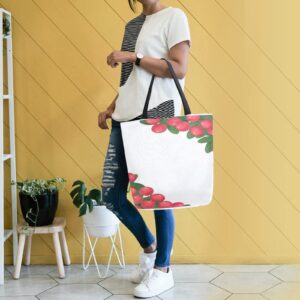 Canvas Tote Bag Berries Cranberry Branch Leaves Woman Beach Bag Watercolor Botanical Shoulder Bag School Had Bag Large Reusable Handbag Lightweight for Shopping Grocery Travel Holiday Gift