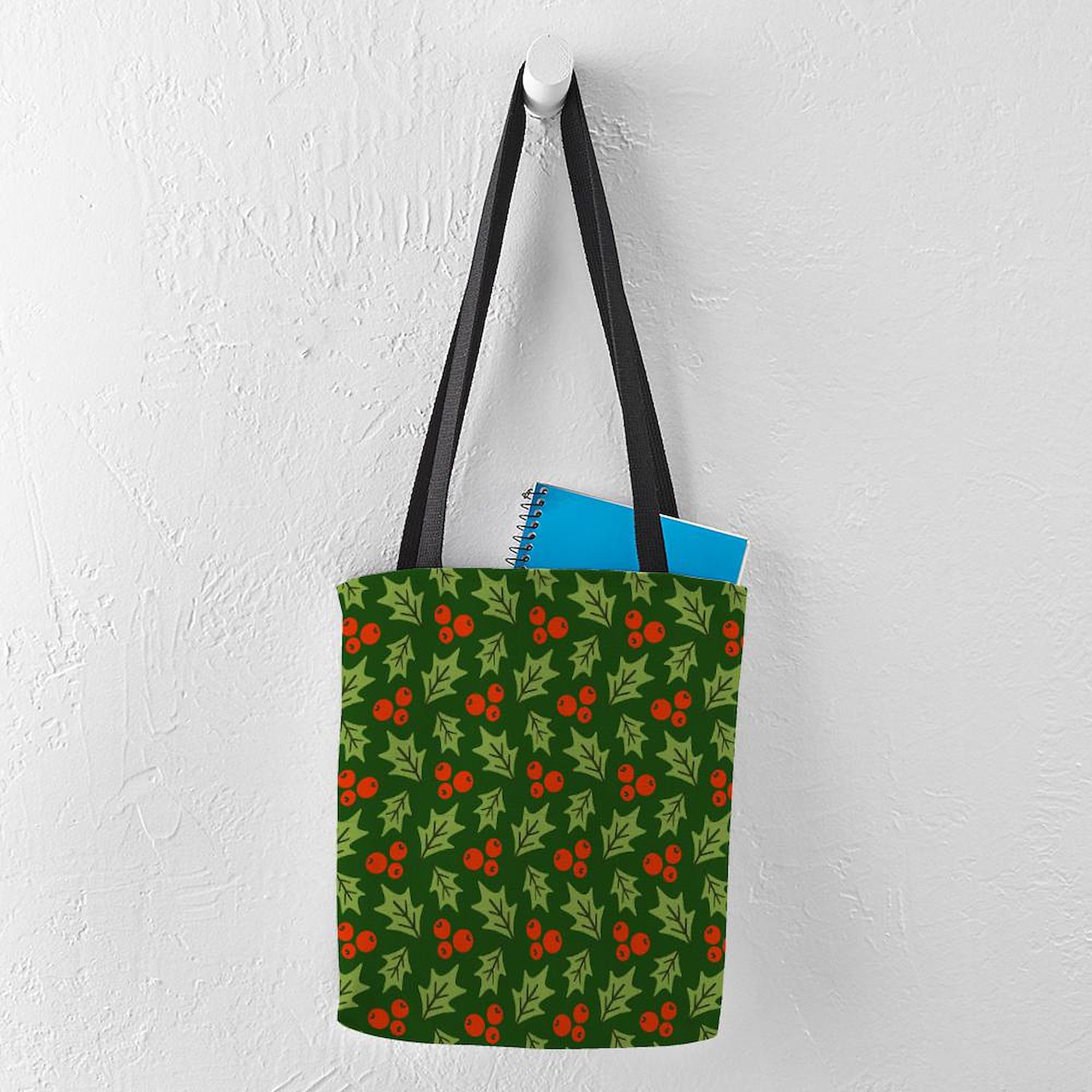 CafePress Holly Berries Christmas 13"x13" Reusable Grocery Shopping Sling Tote Bag