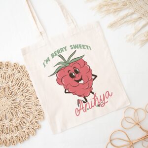 Berry Sweet tote bag for Valentines Day, Custom Canvas Heart Bag, Valentine Treat Tote, Personalized Gifts for Valentines Day, Gift Bag