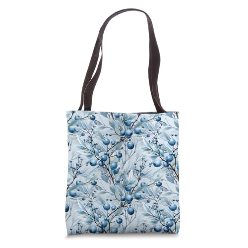 White And Blue Christmas Must Haves For Her Cute Holly Berry Tote Bag