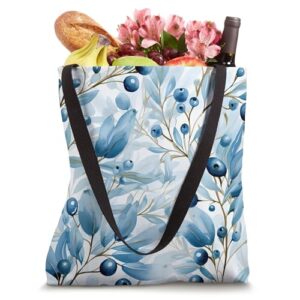 Floral Christmas Watercolor Graphic Of Blue Holly Berry Tote Bag