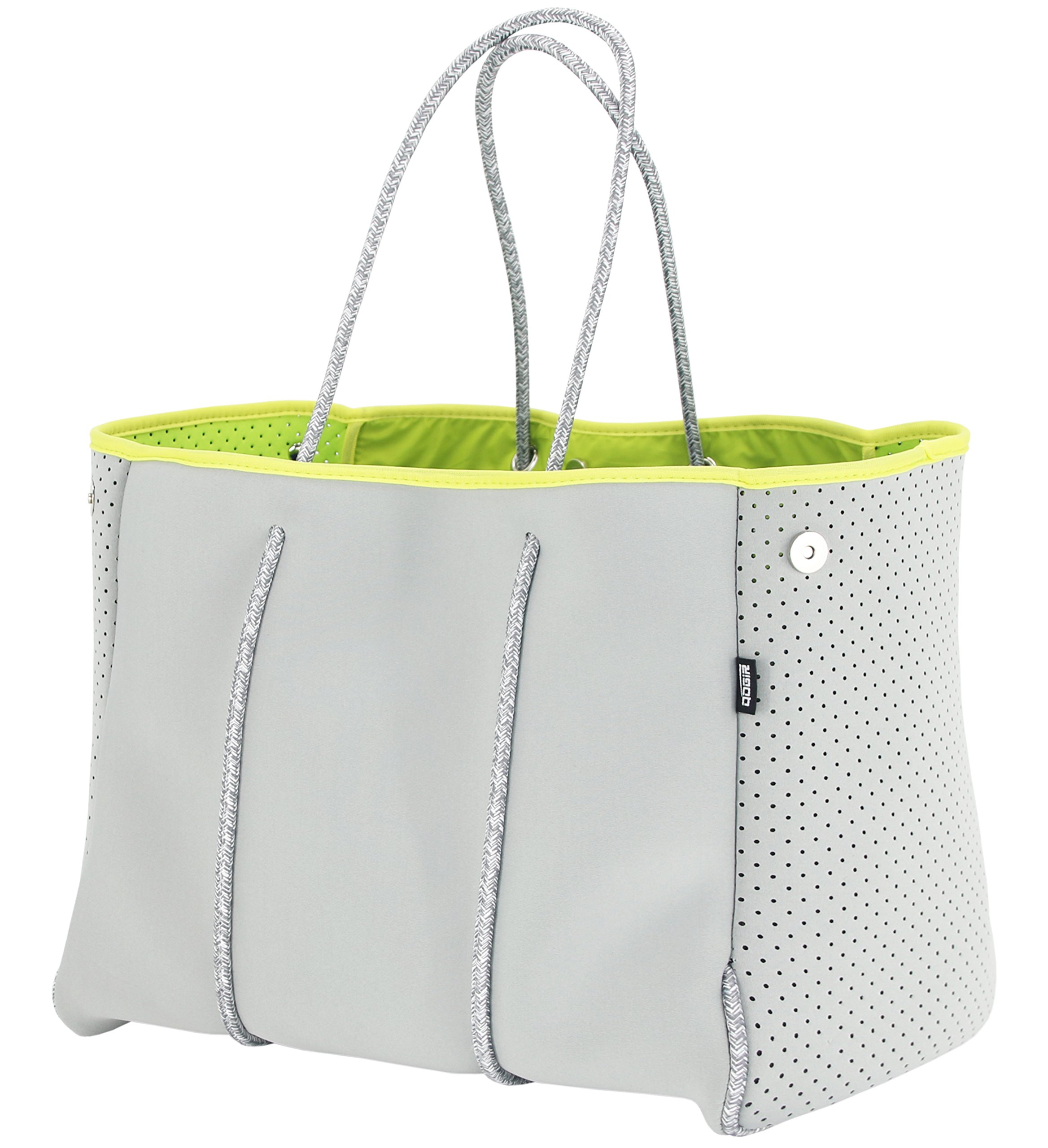 QOGiR Neoprene Multipurpose Beach Bag Tote with Inner Zipper Pocket (Light Grey, X-Large)