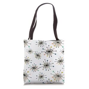 atomic starburst retro mid century modern stars pattern tote bag