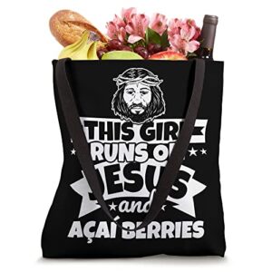 Girl runs on Jesus and Açaí berries Tote Bag