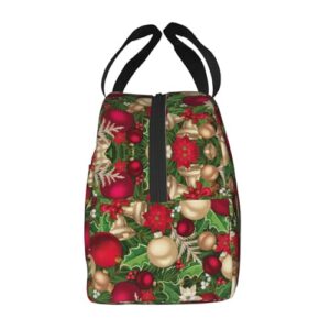 ENVEED Tree Spruce Leaves Balls Flowers Berry Portable Lunch Tote,Made With Dense Oxford Cloth And Thick Aluminum Foil,For Office Picnic