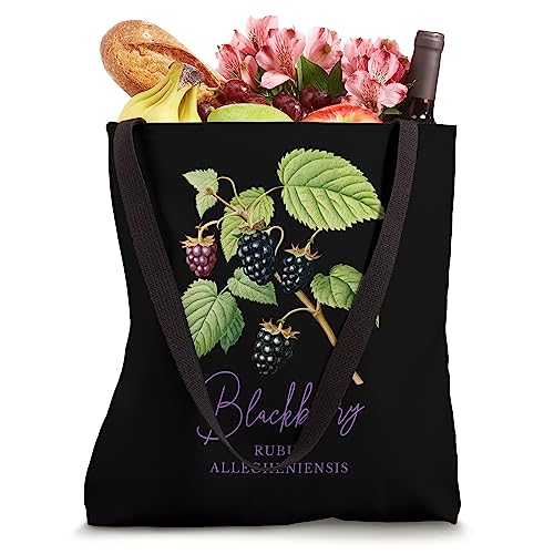 Vintage Botanical Chart Cottagecore Blackberries Berries Tote Bag