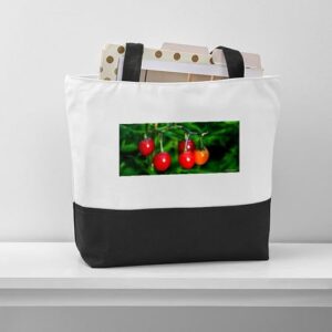 CafePress Red Berries Canvas Tote Top Zipper Closure