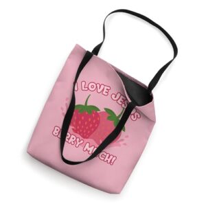 I LOVE JESUS BERRY MUCH! - Cute Christian Pun - Pink Berries Tote Bag