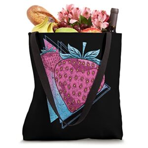 90s Synthwave Aesthetics Red Berry Vaporwave Strawberry Tote Bag