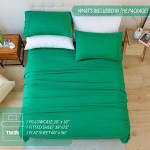 Twin Sheet Set - 3 Piece Soft Breathable Bed Sheets for Twin Size Bed, Extra Deep Pocket Lxuury Brushed Sheets, Cooling Hotel Bedding Sheets and Pillowcases, Wrinkle Free Oeko-Tex Sheets