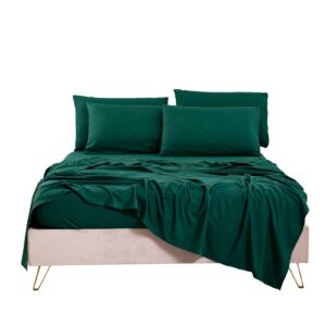 Bedlifes King Sheet Set- Cooling Sheets-Ultra Soft-Silky-Breathable-Deep Pocket- 1800 Series Bedding Set Microfiber- Green Bed Sheets King Size 4 Pieces