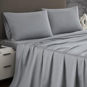 Linen Closet Luxury Cotton 1200 Thread Count Hotel Luxury 4-Piece Sheet Set, King, Light Gray