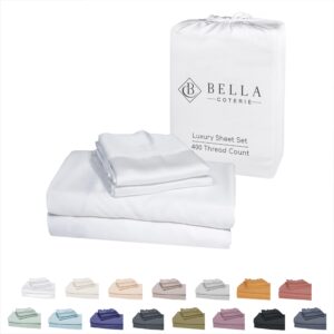 Bella Coterie Luxury King Bamboo Sheet Set | Organically Grown | Ultra Soft | Cooling for Hot Sleepers | 18" Deep Pocket | Viscose Made from Bamboo [White]