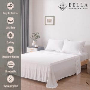 Bella Coterie Luxury King Bamboo Sheet Set | Organically Grown | Ultra Soft | Cooling for Hot Sleepers | 18" Deep Pocket | Viscose Made from Bamboo [White]