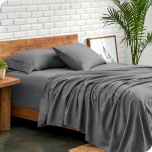 bare home split head flex king sheet set - 1800 ultra-soft microfiber bed sheets - double brushed - deep pockets - easy fit - 4 piece set - flextop bedding sheets (grey)