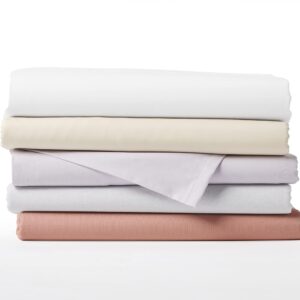 Five Looms 4 Piece Classic Percale Sheets Set, 100% Cotton with Deep Pocket 15”, Easy Care Luxury Hotel Quality Soft Cooling Sheets Set, Fitted Sheet, Flat Sheet and 2 Pillowcases, Queen, Buttercream